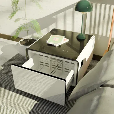 Streamdale Furniture Streamdale Smart Side Table With Built-in Fridge, Charger, And Temp Control