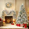 Streamdale Furniture Streamdale Snow Flocked Christmas Wreath Garland & Tree Set With Warm Led Lights In Gray