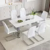 Streamdale Furniture Streamdale Snow Mountain Sintered Stone Dining Table Set (6 Chairs)
