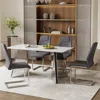 Streamdale Furniture Streamdale Snow Mountain Stone Table & 4 Gray Pu Chairs