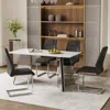 Streamdale Furniture Streamdale Snow Mountain Table & 4 Black Pu Chairs
