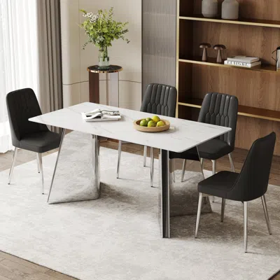 Streamdale Furniture Streamdale Snow Mountain Table & Chairs Set - Modern Luxury