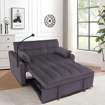 Streamdale Furniture Streamdale Sofa Bed With Trundle Dark Grey