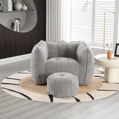 Streamdale Furniture Streamdale Soft Bean Bag Chair With High Resilient Foam(chips)for Living Room And Bedroom In Gray