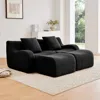 Streamdale Furniture Streamdale Soft Teddy Fabric Boneless Sofa, Anti-slip, Curved Armrests, Black