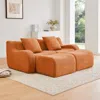 Streamdale Furniture Streamdale Soft Teddy Fabric Boneless Sofa, Anti-slip, Curved Armrests, Ergonomic Support, Orange