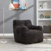 Streamdale Furniture Streamdale Soft Tufted Foam Bean Bag Chair With Teddy Fabric Dark Gray