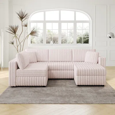 Streamdale Furniture Streamdale Soft U-shaped Sofa For 4 With Matching Ottoman