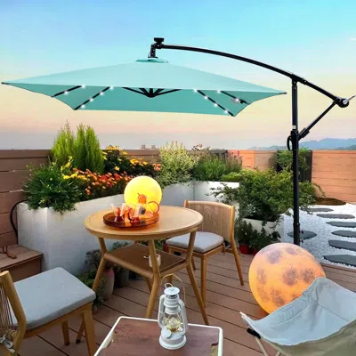Streamdale Furniture Streamdale Solar Powered Led Patio Umbrella In Blue
