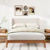 Streamdale Furniture Streamdale Solid Bamboo Platform Bed With Upholstered Headboard