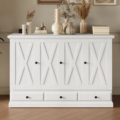 Streamdale Furniture Streamdale Solid Pine Murphy Bed Chest Cube Cabinet Bed With Charging Station And Large Storage Draw