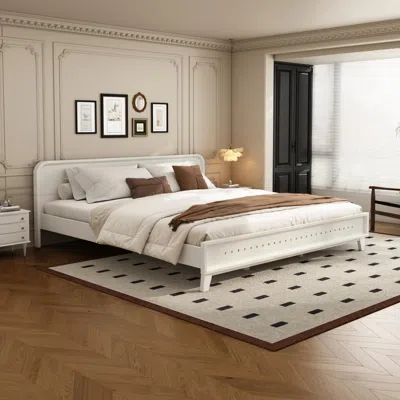 Streamdale Furniture Streamdale Solid Pine Wood King Bed Frame With White Finish