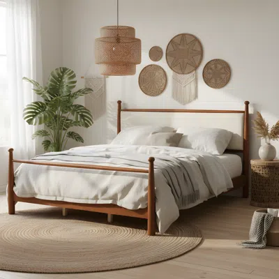 Streamdale Furniture Streamdale Solid Poplar & Plywood Bed Frame With Upholstered Headboard, King