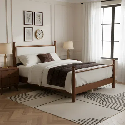 Streamdale Furniture Streamdale Solid Poplar & Plywood Bed Frame With Upholstered Headboard, Queen