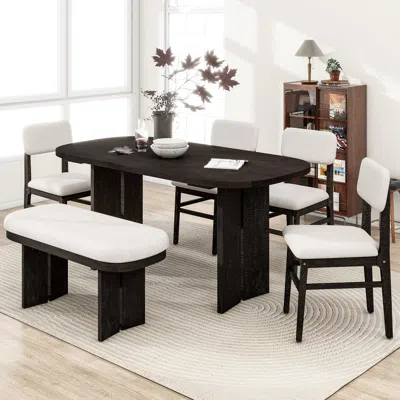 Streamdale Furniture Streamdale Solid Wood Dining Table Set With Bench - 6-piece