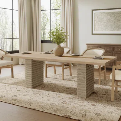 Streamdale Furniture Streamdale Solid Wood Dining Table With Industrial Design