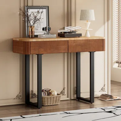 Streamdale Furniture Streamdale Solid Wood Fluted Console Table