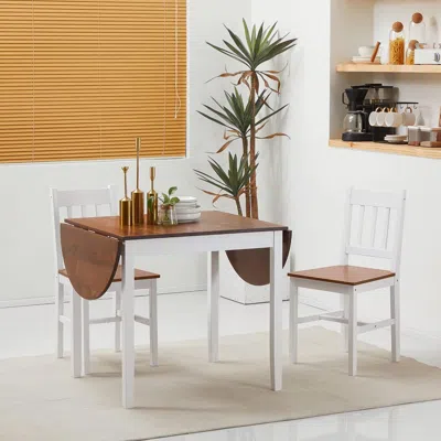 Streamdale Furniture Streamdale Solid Wood Folding Dining Table Drop Leaf Small Spaces Brown