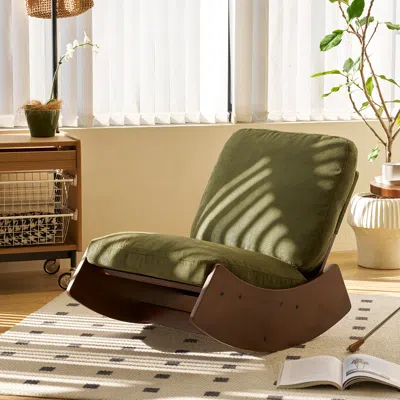 Streamdale Furniture Streamdale Solid Wood Glider Chair With High-quality Upholstery In Green