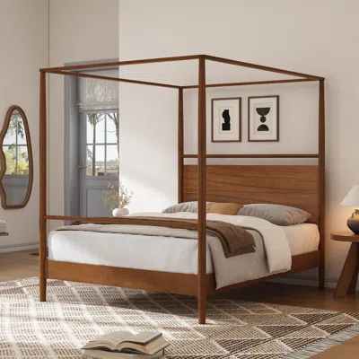 Streamdale Furniture Streamdale Solid Wood King Canopy Bed Frame, No Box Spring Required