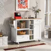 Streamdale Furniture Streamdale Solid Wood Kitchen Island Cart With Storage And Wheels
