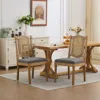 Streamdale Furniture Streamdale Solid Wood Rattan Back Dining Chair - Natural Linen Cushion