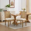 Streamdale Furniture Streamdale Solid Wood Rattan Back Dining Chair - Natural Linen Cushion