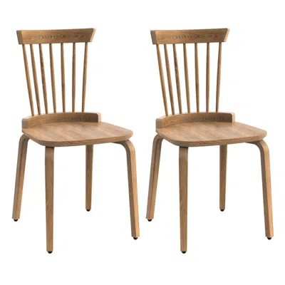 Streamdale Furniture Streamdale Solid Wood Slat Back Windsor Chair (set Of 2) In Brown