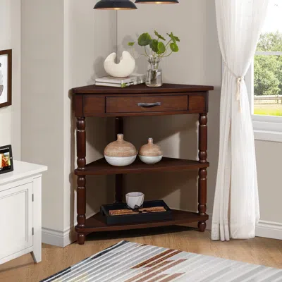 Streamdale Furniture Streamdale Space-saving Corner Table Solid Wood In Brown