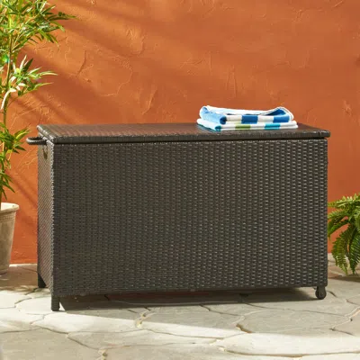 Streamdale Furniture Streamdale Spacious Outdoor Wicker Cushion Storage And Organization Cabinet With Wheels