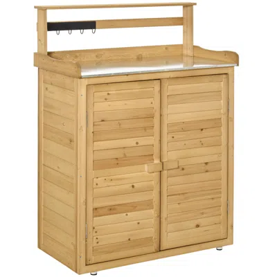 Streamdale Furniture Streamdale Spacious Solid Fir Wood Garden Shed With Shelves And Hooks For Tool Storage