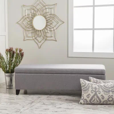 Streamdale Furniture Streamdale Spacious Storage Ottoman With No Assembly Required In Light Grey In White