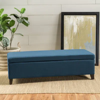 Streamdale Furniture Streamdale Spacious Storage Ottoman With Self-opening Lid And Modern Birch Wood Legs In Blue