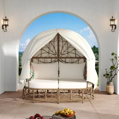 Streamdale Furniture Streamdale Spacious Sun Lounger With Privacy Curtain And Cushions