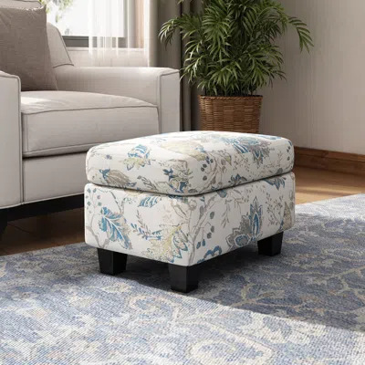 Streamdale Furniture Streamdale Springfield Upholstered Ottoman, Beige & Blue
