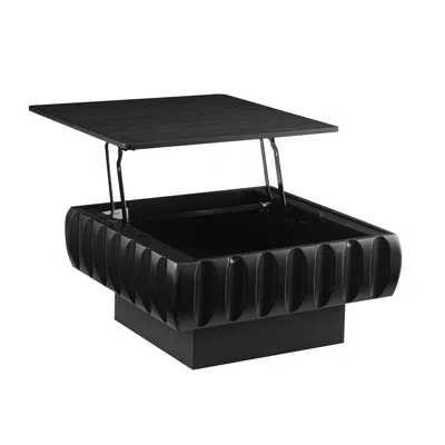 Streamdale Furniture Streamdale Square Lift-top Coffee Table With Solid Wood Frame And Hidden Storage In Black