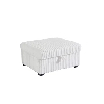 Streamdale Furniture Streamdale Square Tufted Ottoman With Storage Box, Large-white