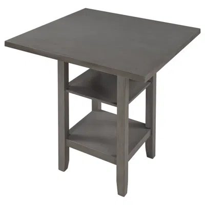 Streamdale Furniture Streamdale Square Wooden Counter Height Dining Table With 2-tier Storage Shelving