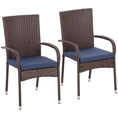 Streamdale Furniture Streamdale Stackable Pe Rattan Outdoor Dining Chairs With Cushions