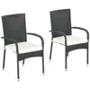 Streamdale Furniture Streamdale Stackable Pe Rattan Outdoor Dining Chairs With Cushions