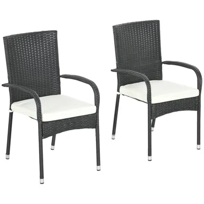 Streamdale Furniture Streamdale Stackable Pe Rattan Outdoor Dining Chairs With Cushions