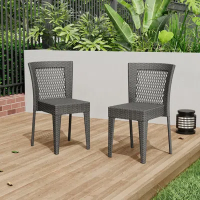 STREAMDALE FURNITURE STREAMDALE STACKABLE WICKER PATIO CHAIRS - GREY, DURABLE & STYLISH