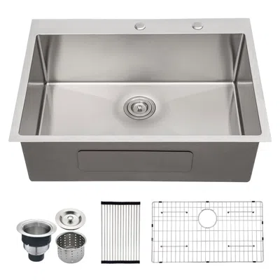 Streamdale Furniture Streamdale Stainless Steel 30 In 2-hole Single Bowl Drop-in Kitchen Sink