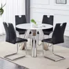 Streamdale Furniture Streamdale Stainless Steel & Sintered Stone Table With 4 Dining Chairs