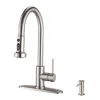 Streamdale Furniture Streamdale Stainless Steel Pull Down Kitchen Faucet With Soap Dispenser
