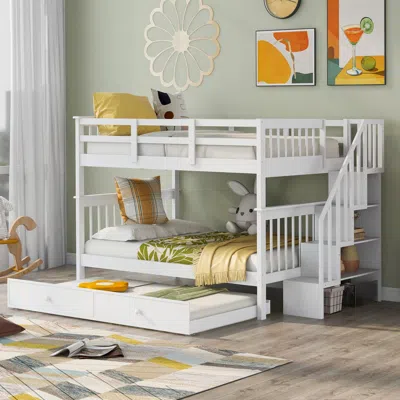 Streamdale Furniture Streamdale Stairway Bunk Bed W/ Trundle, Storage & Rail