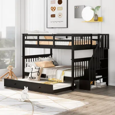 Streamdale Furniture Streamdale Stairway Full-over-full Bunk Bed W/ Trundle & Storage