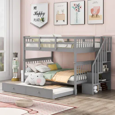 Streamdale Furniture Streamdale Stairway Full-over-full Bunk Bed With Trundle & Storage