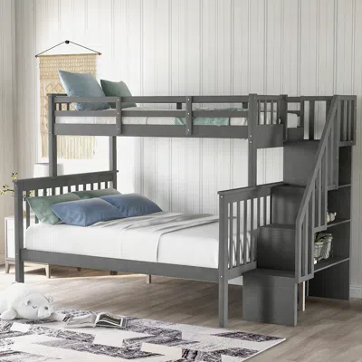 Streamdale Furniture Streamdale Stairway Twin-over-full Bunk Bed With Storage And Guard Rail