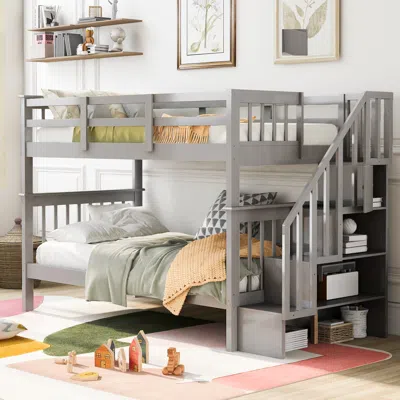 Streamdale Furniture Streamdale Stairway Twin-over-twin Bunk Bed With Storage And Guard Rail